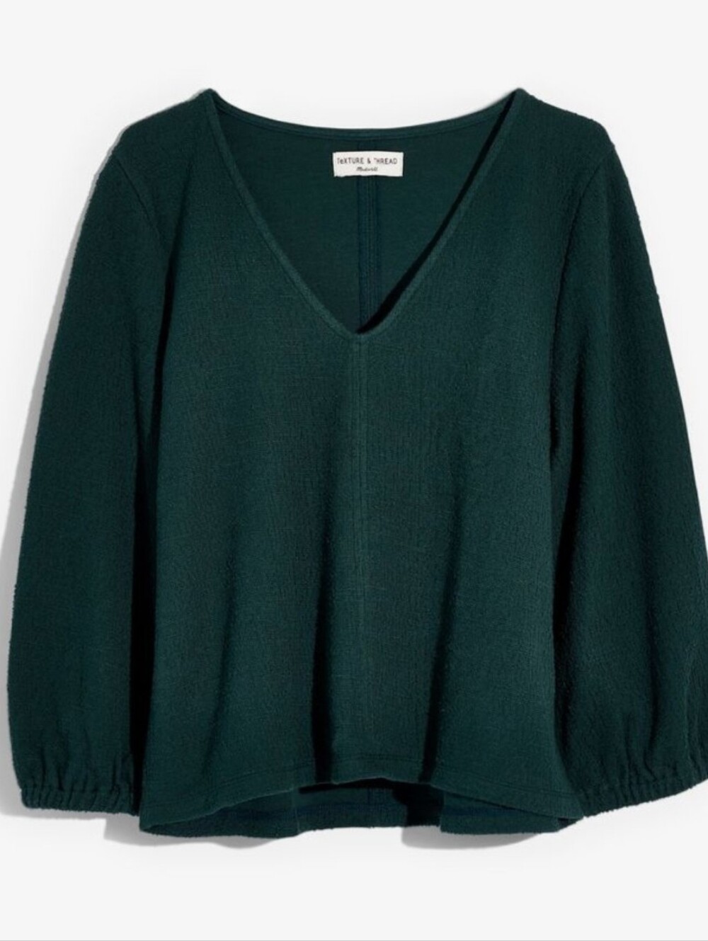 Madewell Green Texture & Thread Slub Knit Boho Sz Sm Top Minimalist 100% Cotton